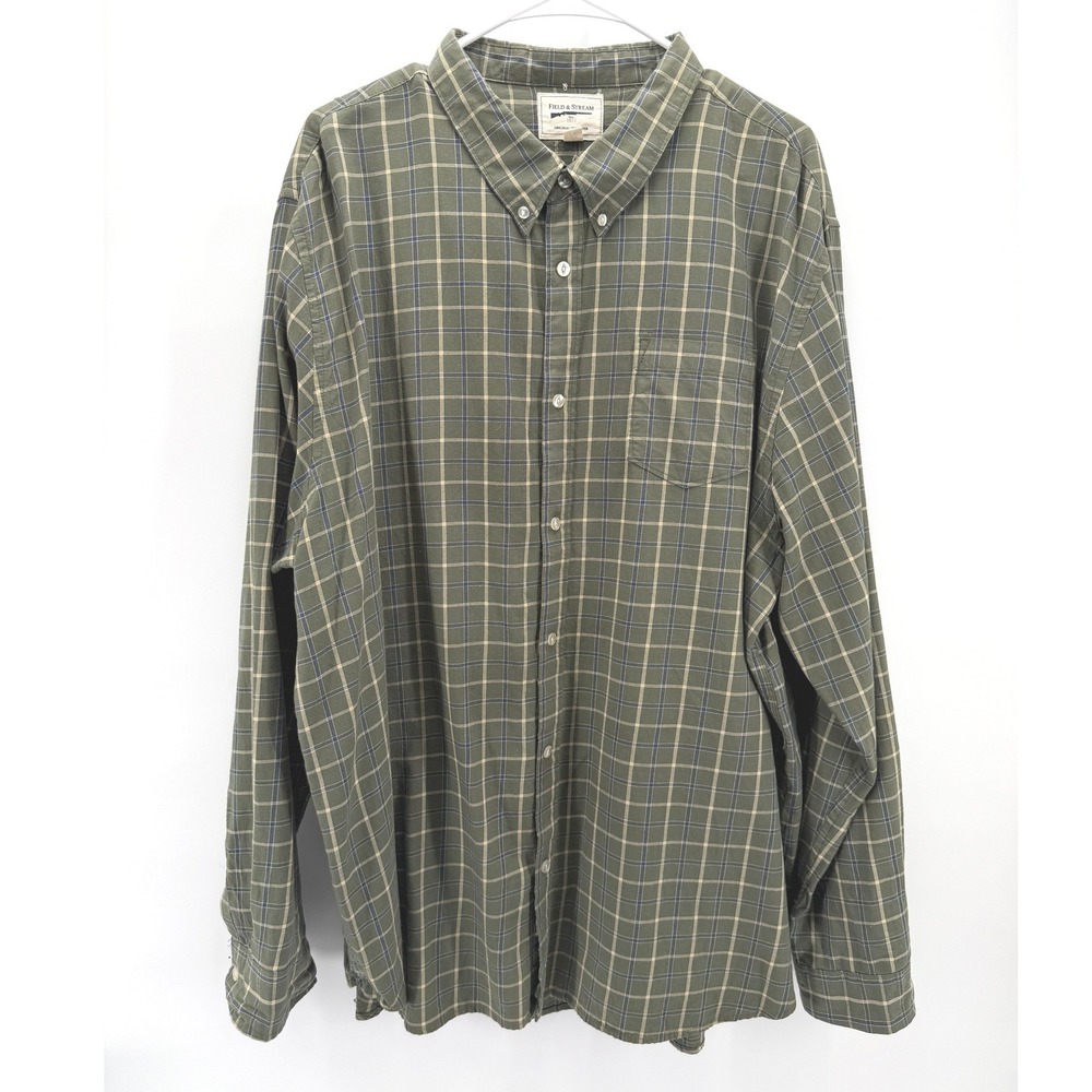 Field & Stream Green Plaid Shirt Outdoor Fishing Hunting Gorpcore Cotton Men XXL